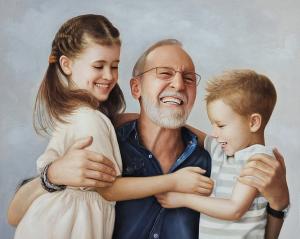 “Transform Your Grandparent and Grandchild Photos into Custom Hand-Painted Oil Portraits
