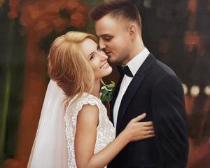 Transform Your Wedding Photos into Custom Hand-Painted Oil Portraits