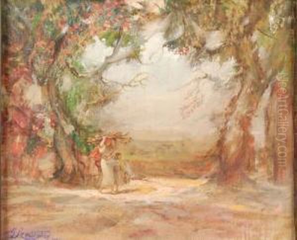 Paesaggio Con Figure Oil Painting by Giorgio Soldaticz
