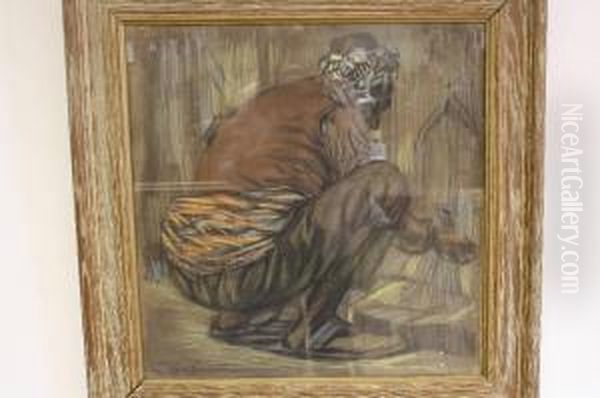 Man Bij Waterbron Oil Painting by Leonid Romanovitch Sologub