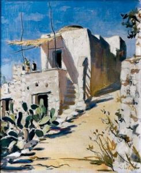 Vue De Capri Oil Painting by Leonid Romanovitch Sologub