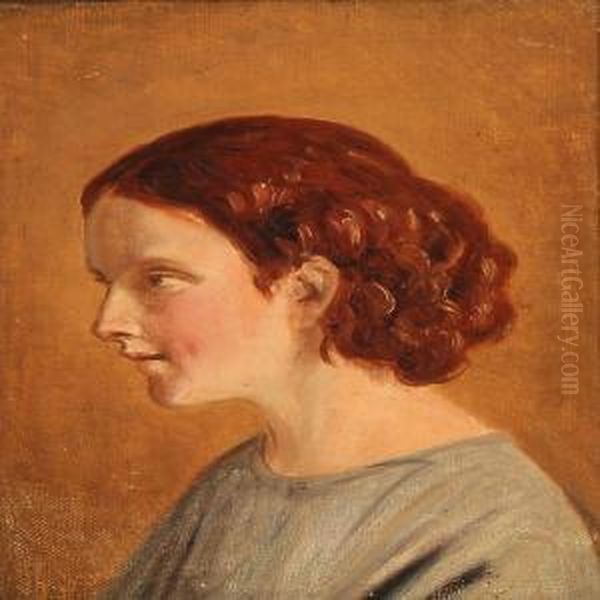 Portrait Of Young Girl Oil Painting by Jorgen Sonne