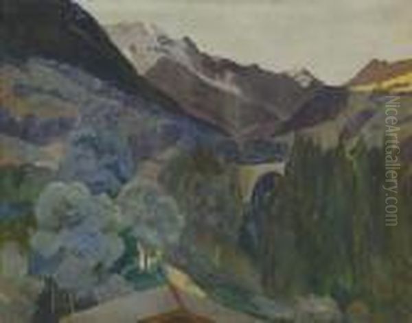 Landscape With Bridge Oil Painting by Savely Sawelij Sorin /