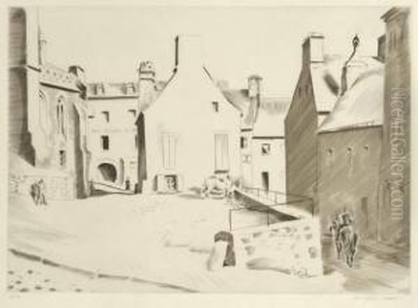 Village En Beauce Oil Painting by Louis Joseph Soulas