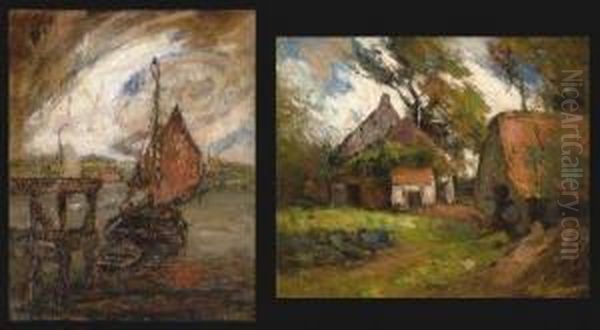 Ferme Dans Un Paysage Oil Painting by Leo Spanoghe