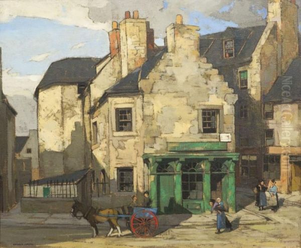 Village Scene Oil Painting by John Guthrie Spence-Smith