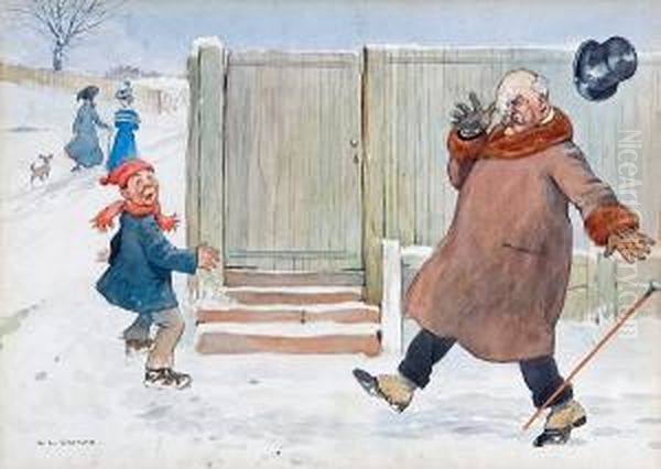 'awfully Sorry, I Mistook You For My Father';'don't Be Afraid Of It, Madam, Stand Firmly On Your Feet, And Keepyour Eye On The Bull': Illustrations From 'the Art Of Saying Theright Thing' Oil Painting by George Lorraine Stampa