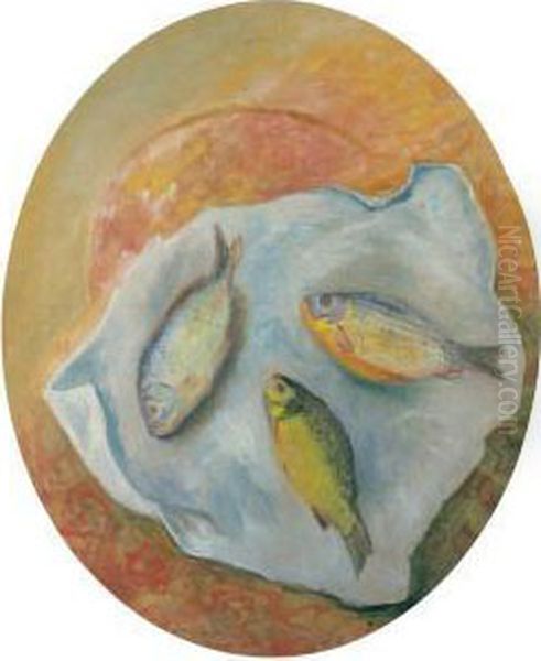 Still Life With Fish Oil Painting by David Petrovich Sterenberg