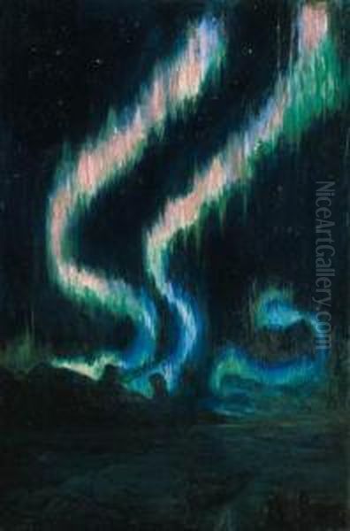 Aurora Borealis, Inglefield Gulf Oil Painting by Frank Wilbert Stokes