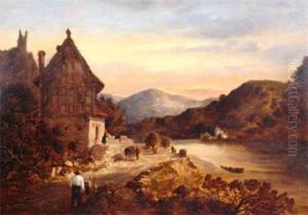 Near Traubach On The Moselle Oil Painting by George Vernon Stokes