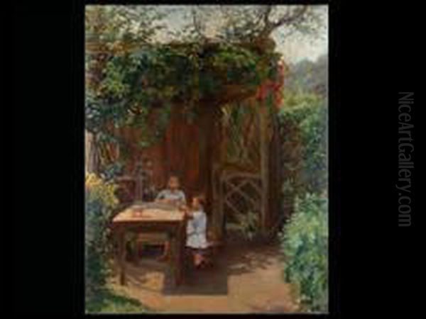 Kinder Im Garten Oil Painting by Hedwig Marcella Storck