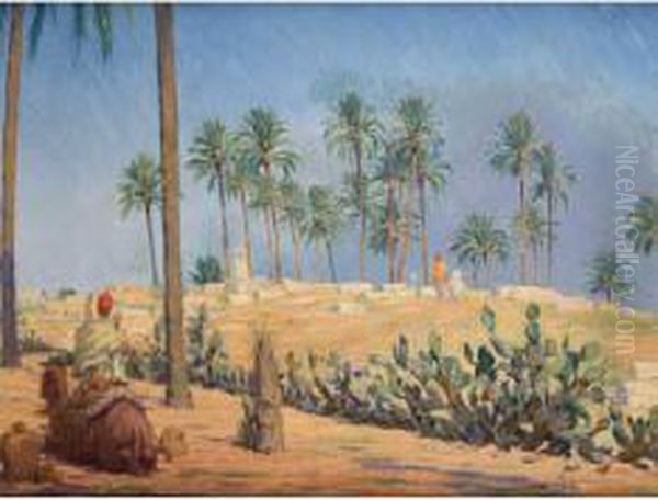 L'oasi Oil Painting by Vito Stracquadaini
