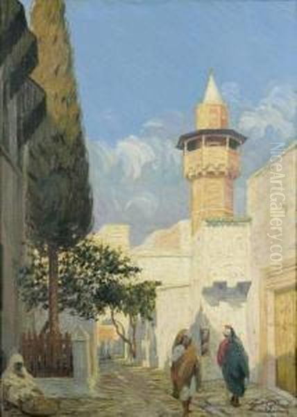 La Mosquee De Tunis Sidi Benziad Oil Painting by Vito Stracquadaini