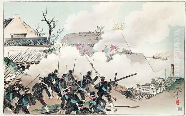 The Battle of Port Arthur, c.1894 Oil Painting by Anonymous Artist