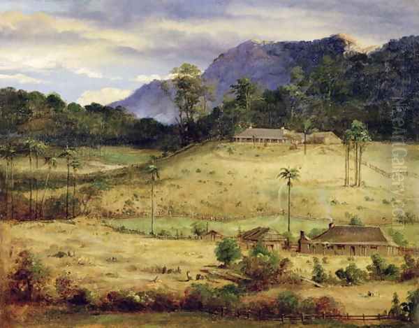 Homesteads, c.1850 Oil Painting by Anonymous Artist