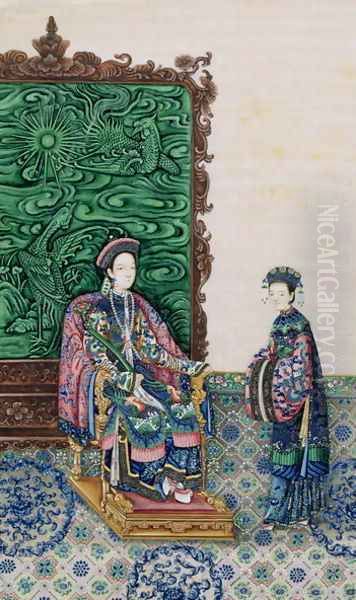 Empress Seated with a Lady Oil Painting by Anonymous Artist
