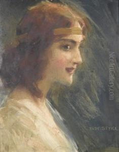 Jeune Fille Au Turban Oil Painting by Tade Styka