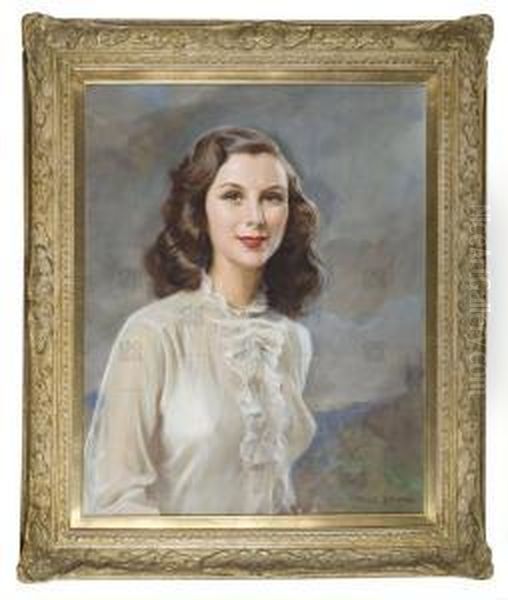 Portret Dziewczyny W Bialej Bluzce Oil Painting by Tadeusz Styka