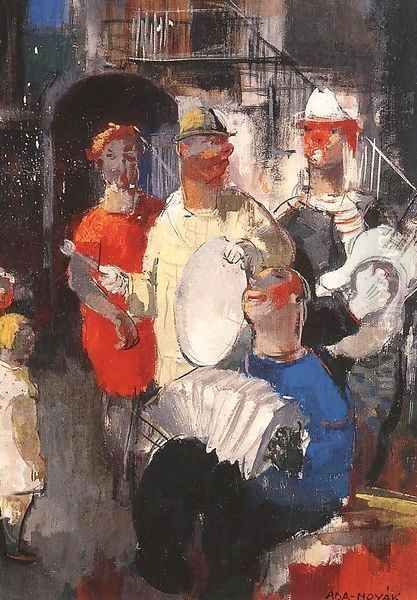 Musicians Oil Painting by Vilmos Aba-Novak