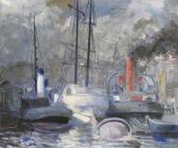 Port Oil Painting by Frantisek Susser