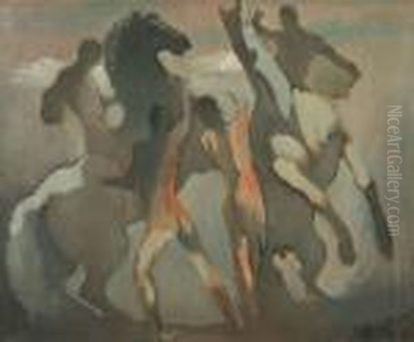 Jezdci Oil Painting by Frantisek Susser