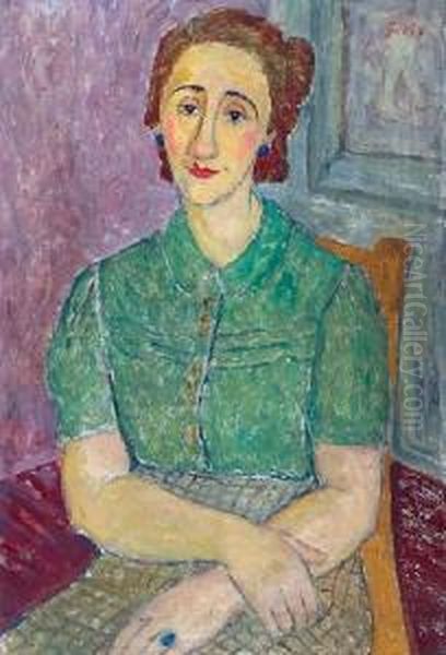 Portret Pani R.g. Oil Painting by Janina Sussle-Muszkietowa