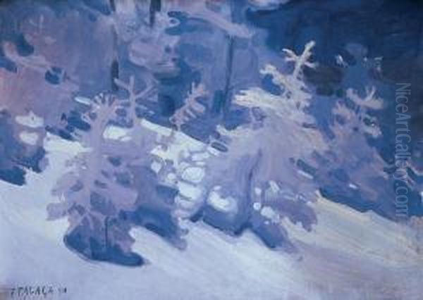 Swierczki W Sniegu, 1911 R. Oil Painting by Jan Talaga