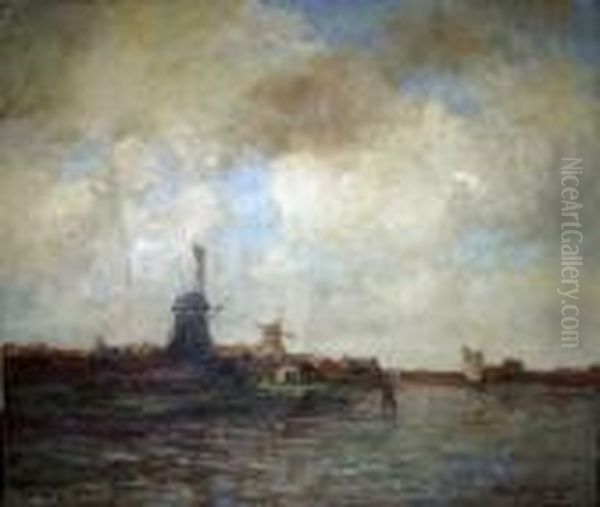 Paysage Hollandais Au Moulin Oil Painting by Tamine Tadama Groeneveld