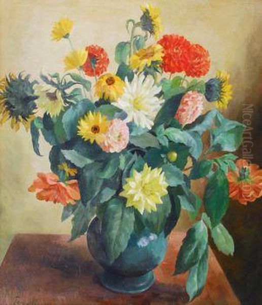 Groser Blumenstraus Oil Painting by Walter Tanck
