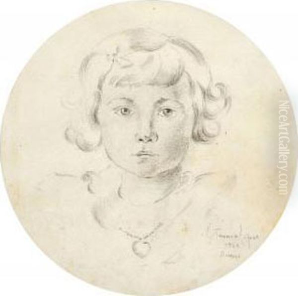 Retrato De Menina Oil Painting by Antonio Teixeira Lopes