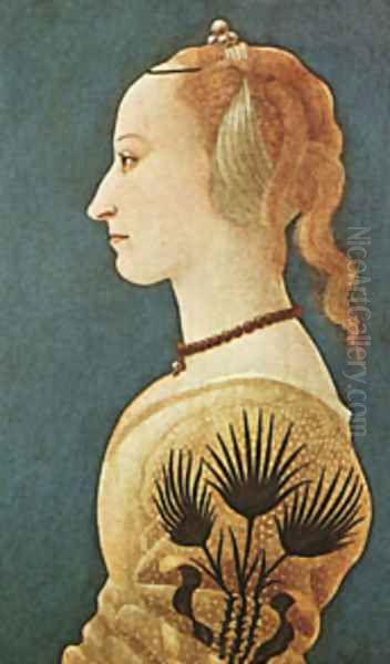 Portrait Of A Lady In Yellow c. 1465 Oil Painting by Baldovinetti Alessio