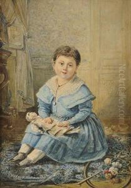 Petite Fille A La Poupee Oil Painting by Ch Thelon