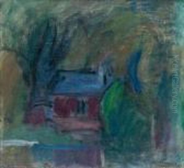 The Red Cabin Oil Painting by Ellen Thesleff