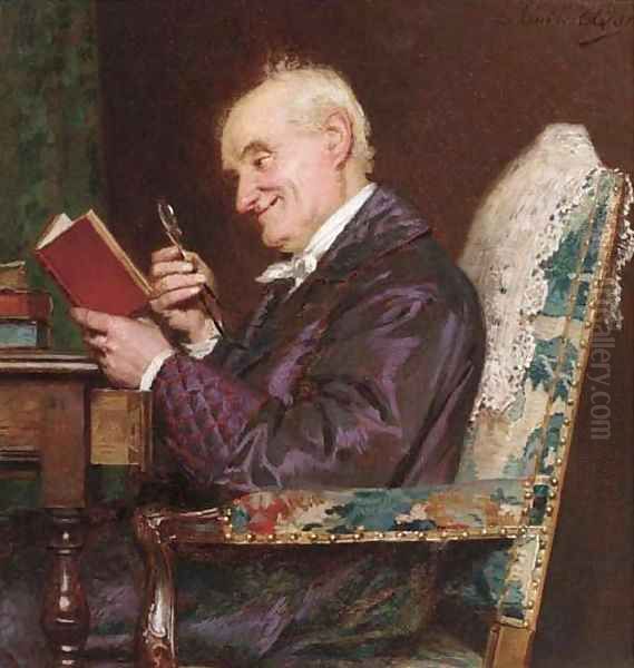 An amusing story Oil Painting by Louis Emile Adan