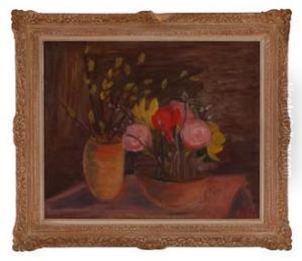 Oppstilling Med Blomster Oil Painting by Rudolph Thygesen