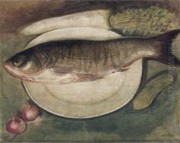 Still Life - Fish Oil Painting by Lee Tiefu