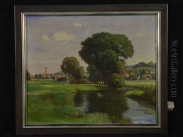 Flusslandschaft Oil Painting by Harald Tillberg