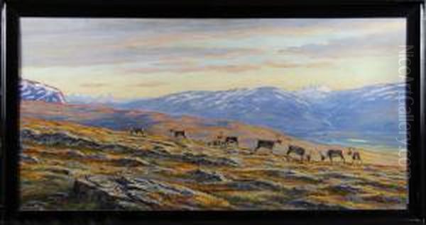 Fjallandskap Medrenar Oil Painting by Karl Tiren