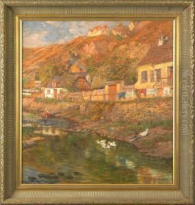 Landscape With Horses And Ducks Along A River