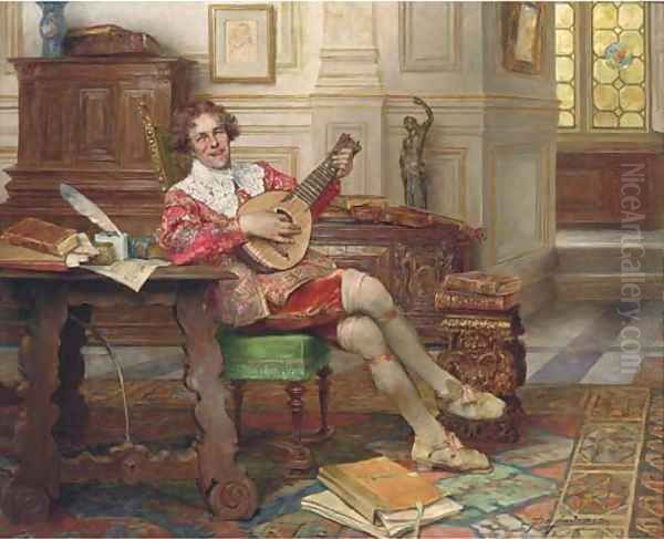 The jolly musician Oil Painting by Alex De Andreis