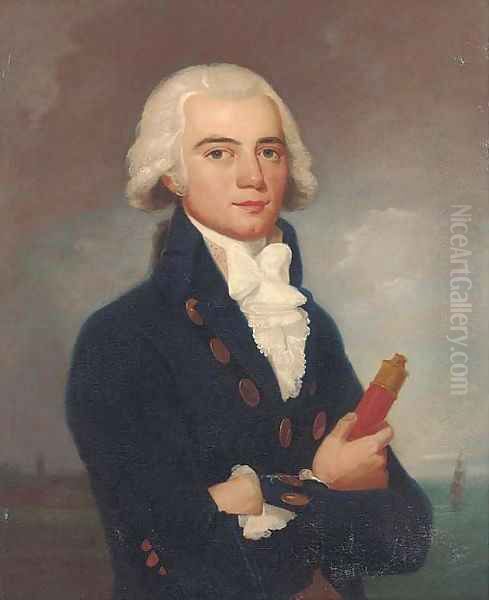 Portrait of a young naval officer Oil Painting by Lemuel-Francis Abbott