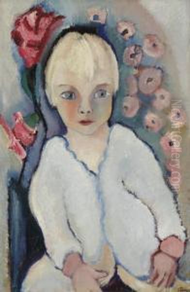 Portrait Of A Child In White Oil Painting by Charley Toorop