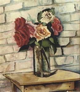 A Still Life With Roses In A Glass Vase A Still Life With Roses In A Glass Vase