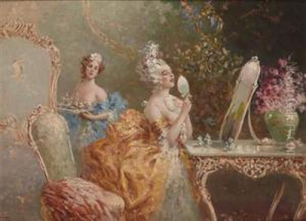 A Lady At Her Morning Toilette Oil Painting by Sinibaldo Tordi