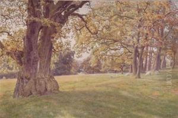 A Sunny Afternoon, October Oil Painting by James Towers