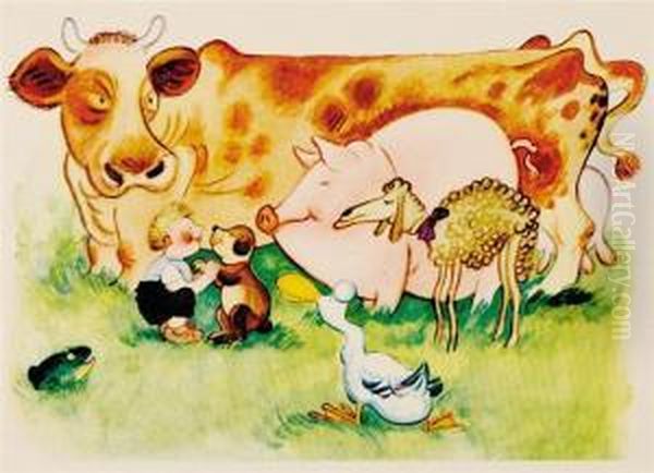 Nineteen Illustrations From Children Oil Painting by Walter Trier