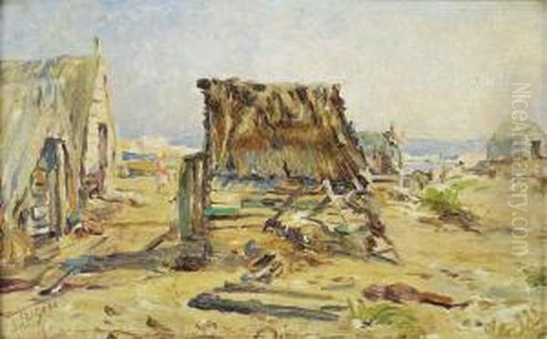 Cabanas Junto Ao Mar Oil Painting by Falcao Trigoso