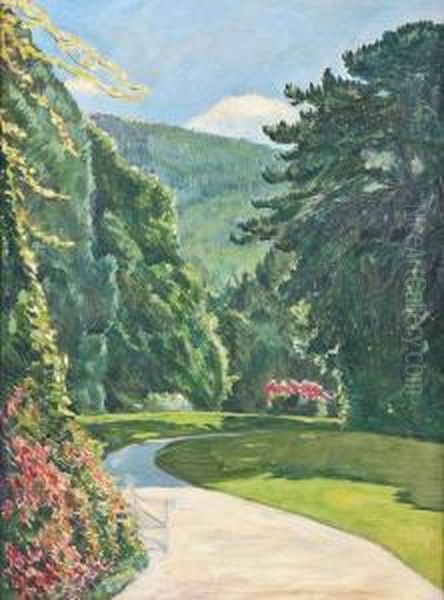 Sommerliche Parklandschaft Oil Painting by Wilhelm Trubner