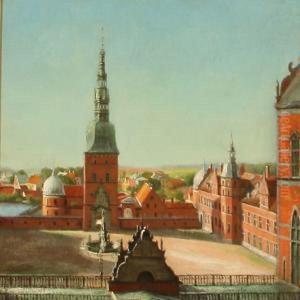 Udsigt Fra Frederiksborg Slot Over Hillerod Oil Painting by Just Ulrik Jerndorff
