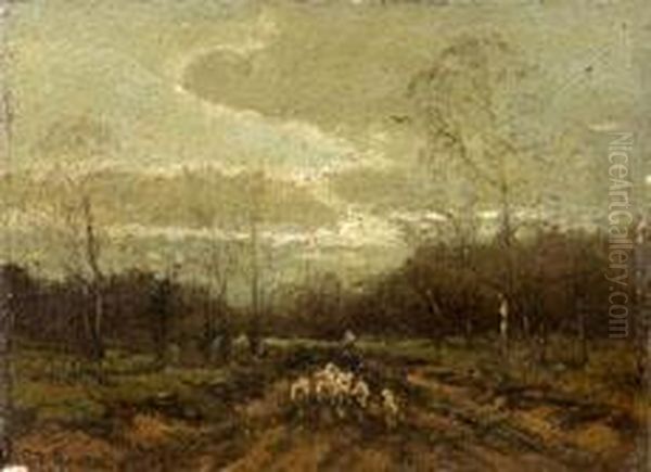 Weg Durch Die Heide (holland) Oil Painting by Raphael Oskar Unverdross